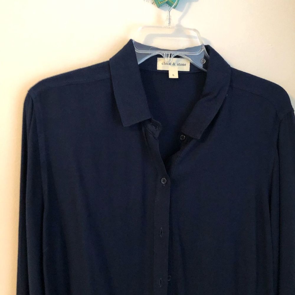Anthropologie navy blue button down top large